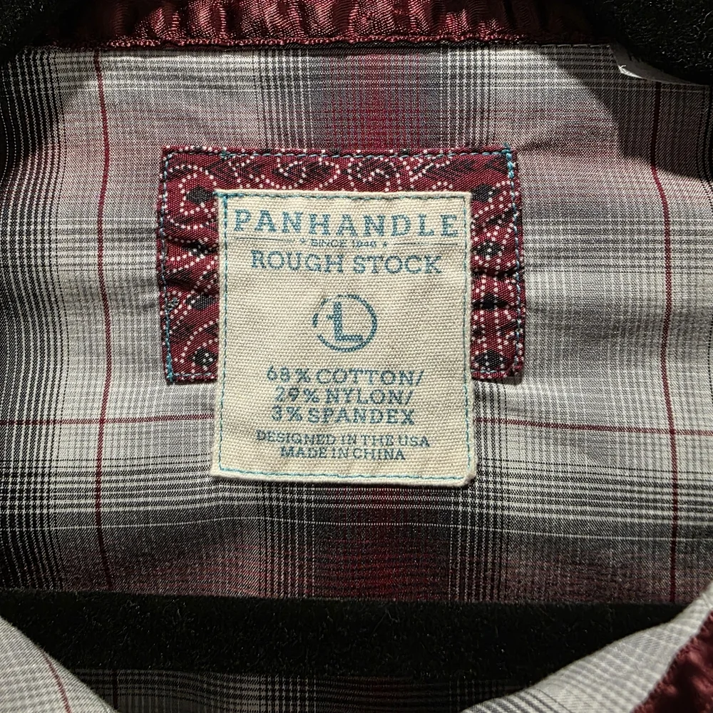 VTG Panhandle Shirt Women's Large‎ Plaid Button-Up Shirt with Floral Embroidery - Picture 4 of 10